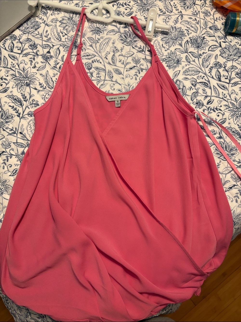 Naked Zebra Coral Pink Wrap-Front Camisole